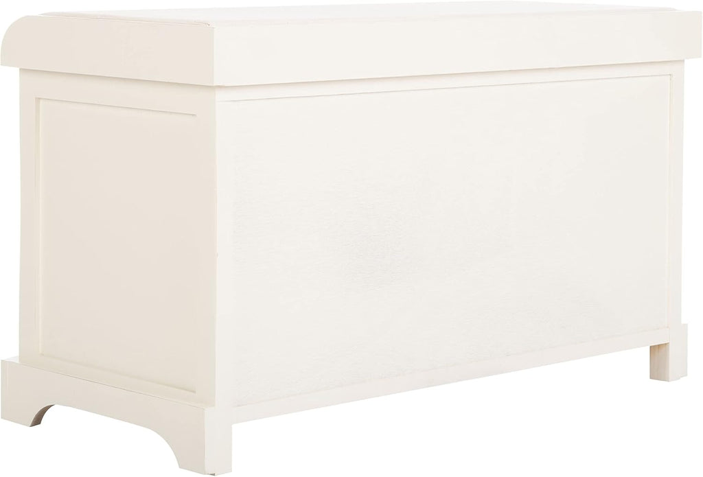 SAFAVIEH Freddy Wood Storage Bench, 33" Farmhouse Vintage White AMH5736D