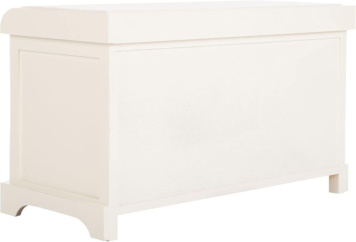 SAFAVIEH Freddy Wood Storage Bench, 33" Farmhouse Vintage White AMH5736D