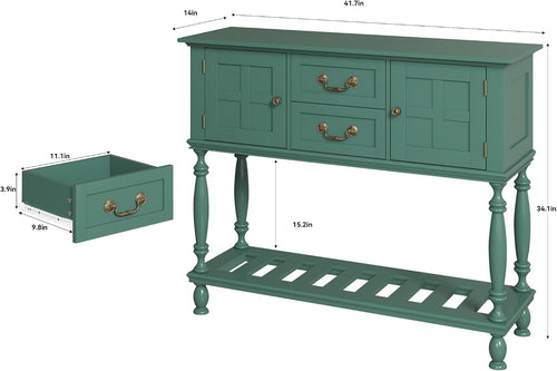 42 inch Entryway Table with Drawers, Farmhouse Console Table