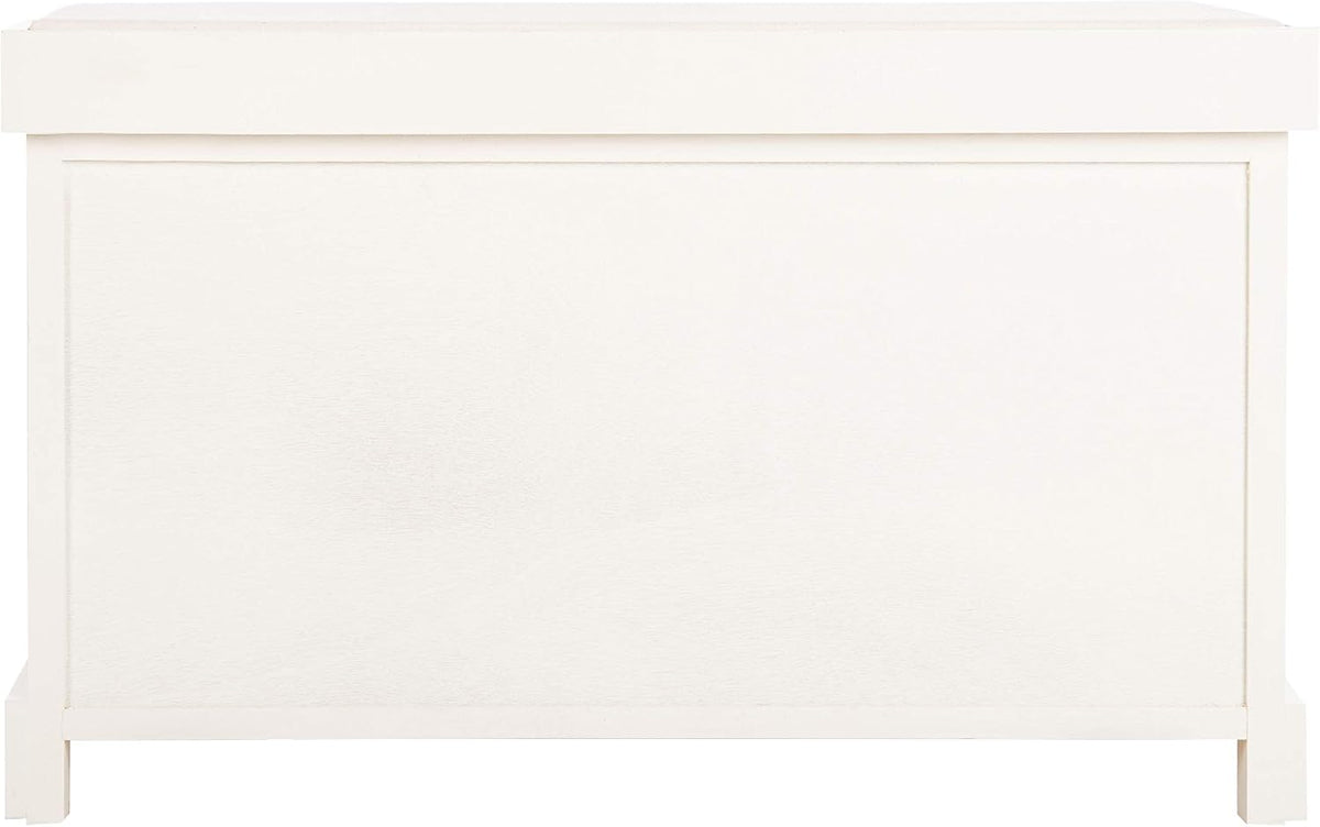 SAFAVIEH Freddy Wood Storage Bench, 33" Farmhouse Vintage White AMH5736D