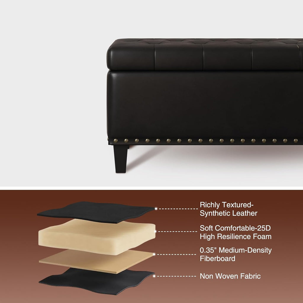 FiveWillowise 51 Inch Storage Ottoman Bench,Large End of Bed Storage Bench
