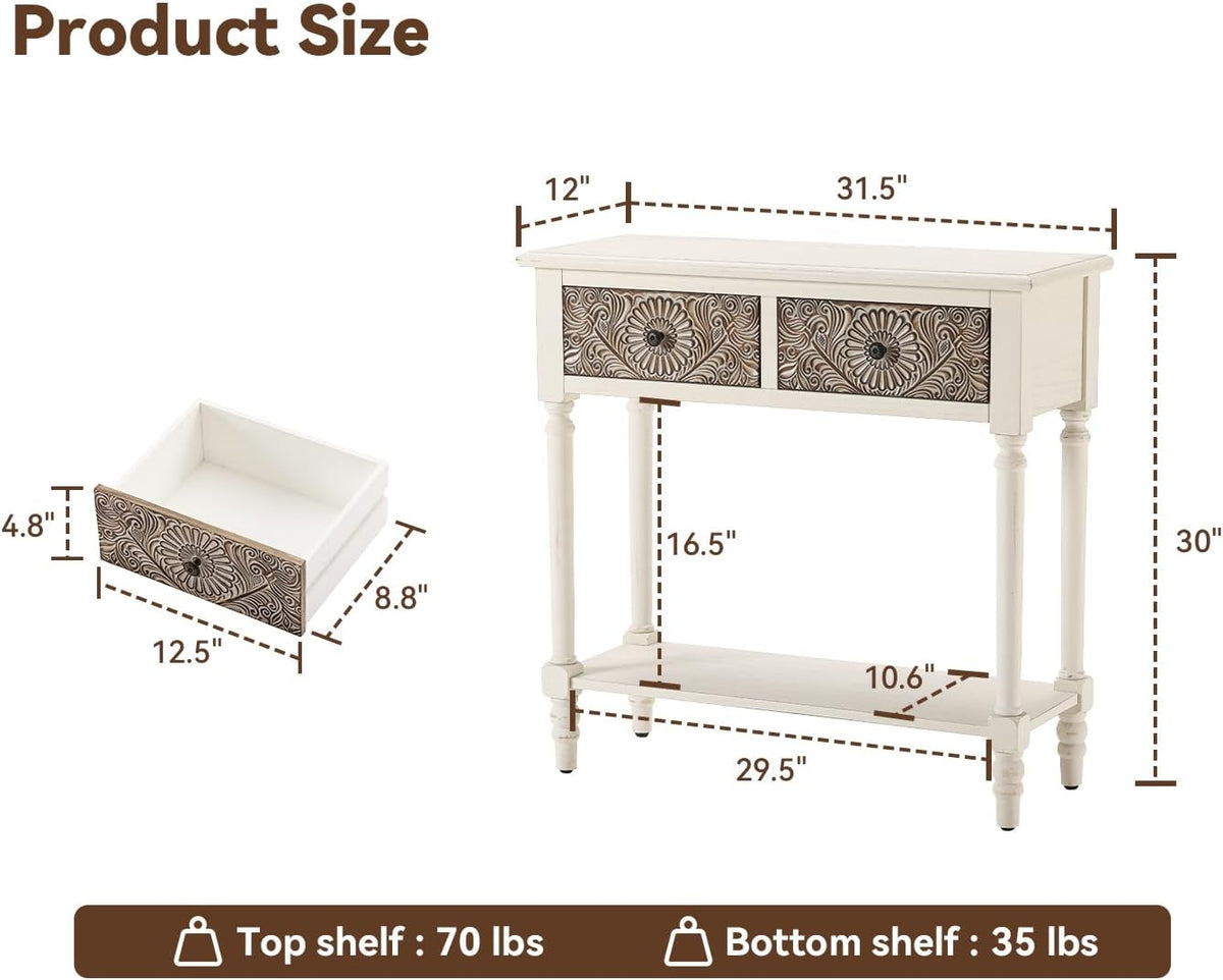 COSIEST Console Table with 2 Drawers, MDF Narrow Entryway Table with Storage Shelf, Wood Accent Sofa Table for Living Room, Entrance, Hallway, Couch, Light Grey