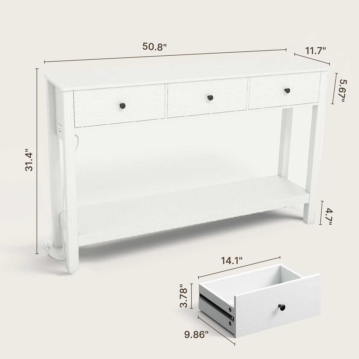 Gizoon Console Table with Outlets,