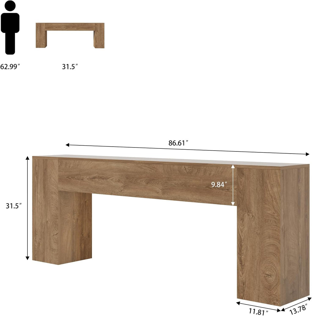 Epecoya Extra Long Console Tables for Entryway 86-Inch, Natural Oak Brown