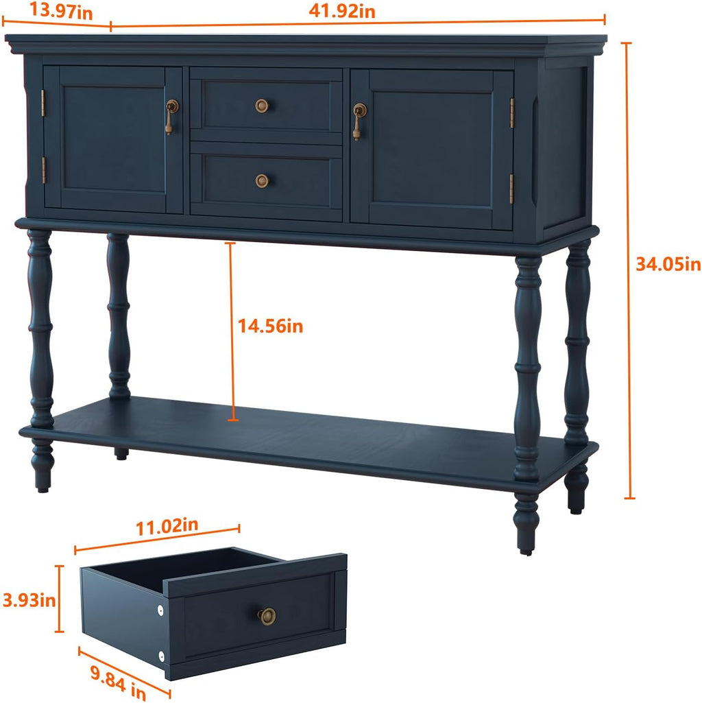 ARTPOWER Console Table with 2 Drawers, Retro Entryway Table with 2 Door