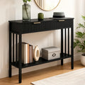 MAHANCRIS 39.4" Console Table with 2 Drawers, Fluted Black Entryway Table