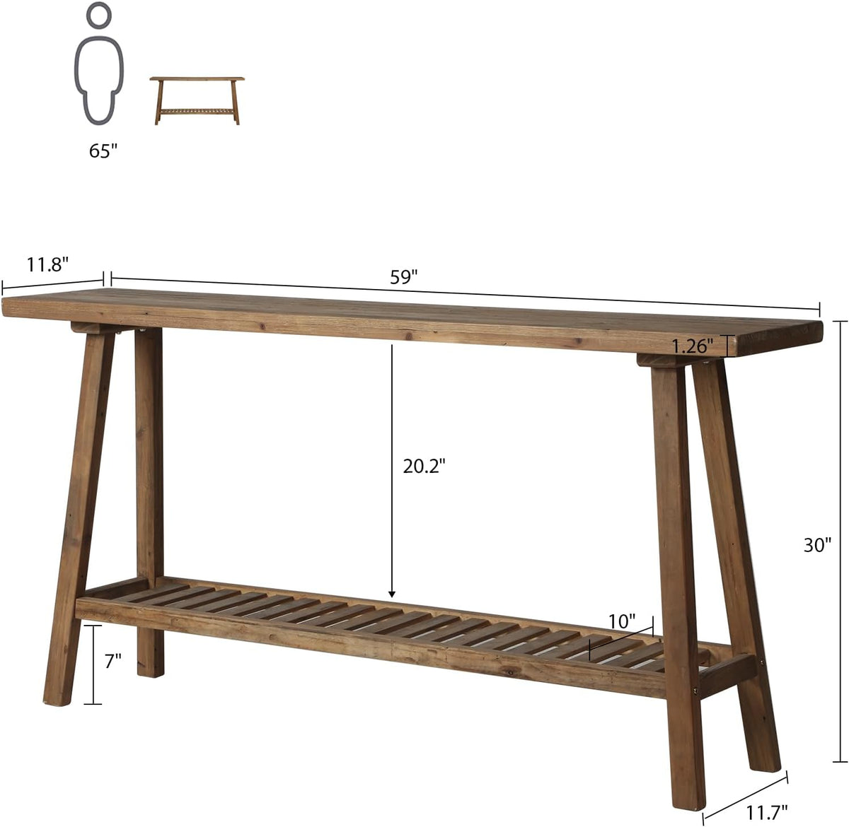 HOKYHOKY Reclaimed Solid Wood Console Table, 59" Farmhouse Entryway Tables