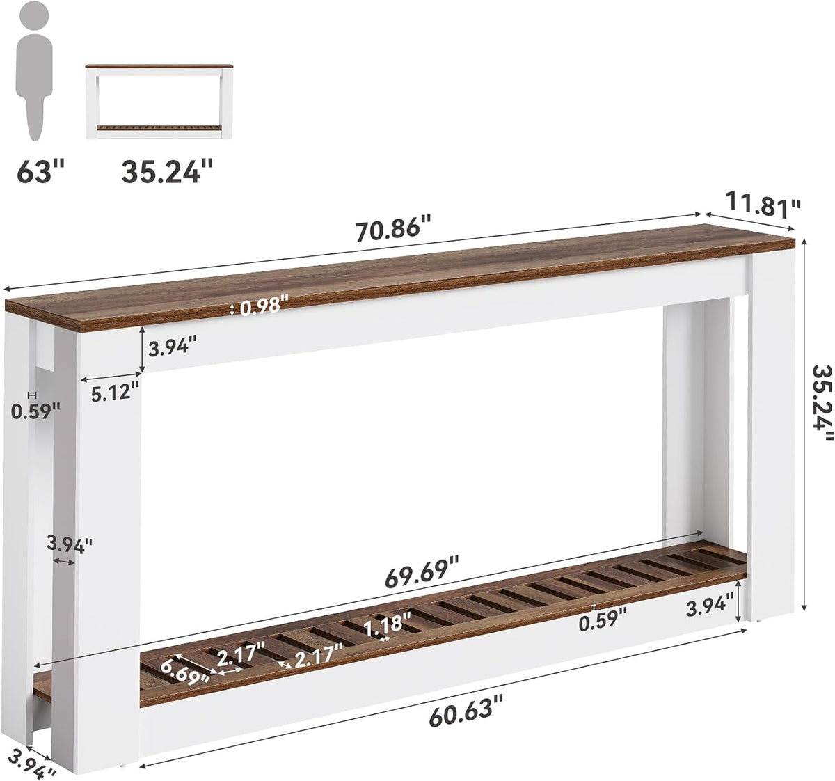 LITTLE TREE 70.9" Long Narrow Console Table for Entryway