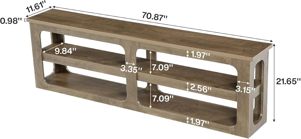 Tribesigns 70.87”Extra Long Entryway Shoe Bench with 3-Tier Storage Shelves