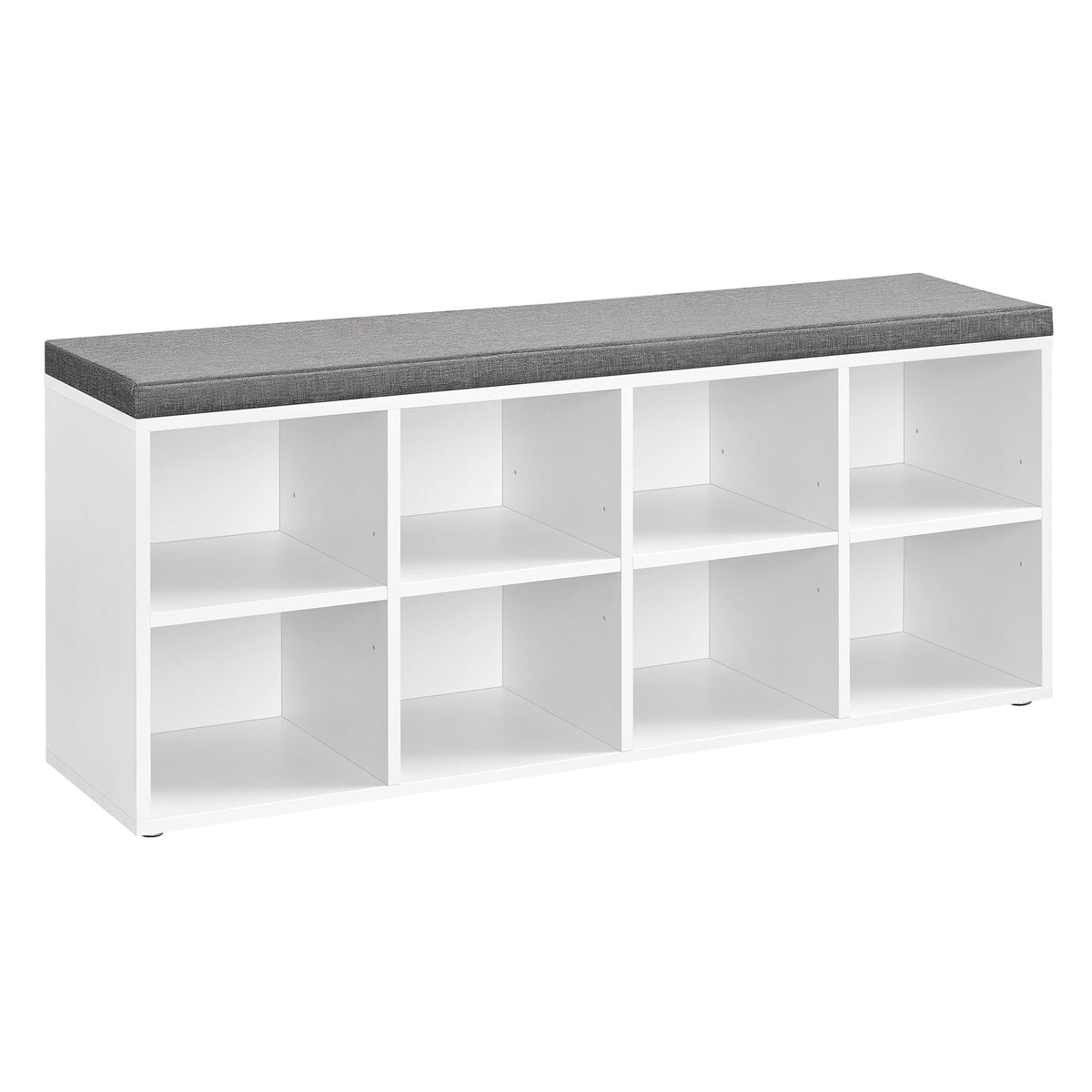 VASAGLE Boho Shoe Bench with Cushion, 2 Rattan-Look Cabinet Doors