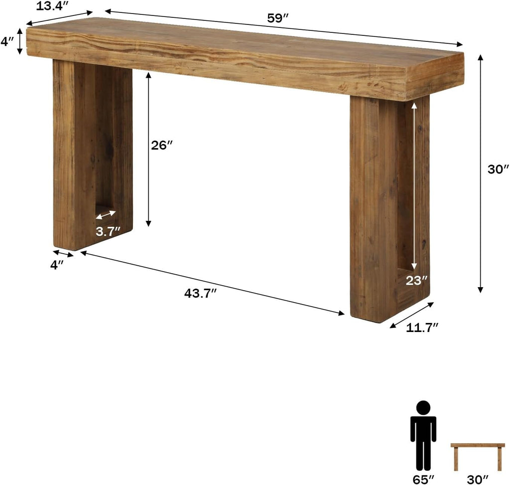 HOKYHOKY Reclaimed Solid Wood Console Table, 59" Long Entryway Table