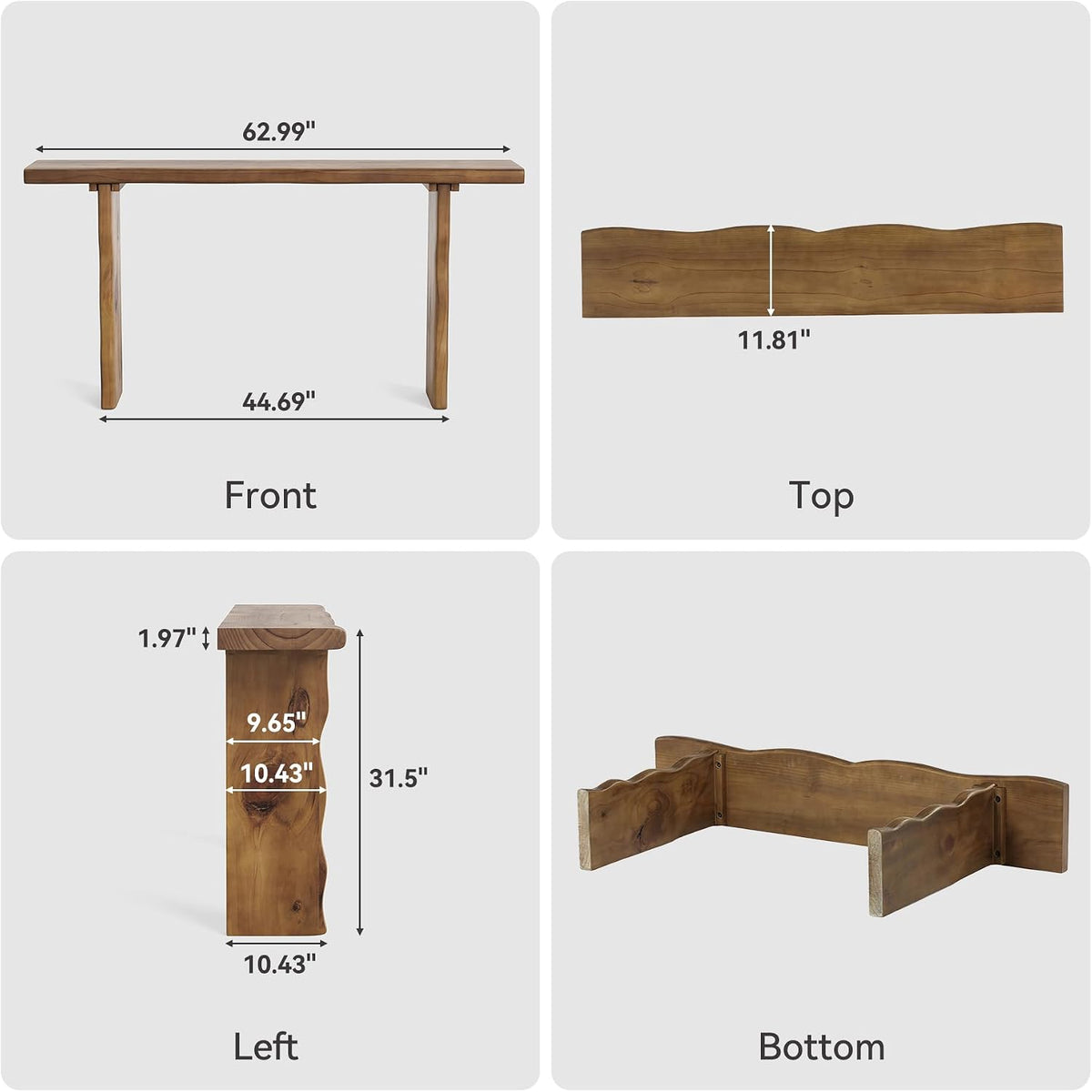 LITTLE TREE 63-Inch Solid Wood Console Sofa Table, Farmhouse Long Entryway Table Behind Couch for Living Room, Entrance, Hallway, Foyer, Easy Assembly