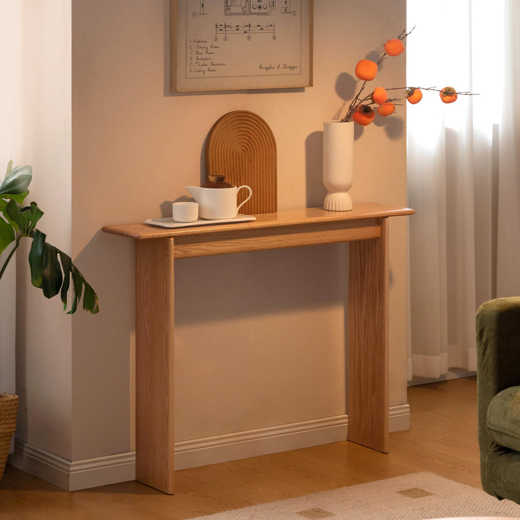 YESWOOD Solid Oak Console Table, 39'' Narrow Entryway Table, Natural