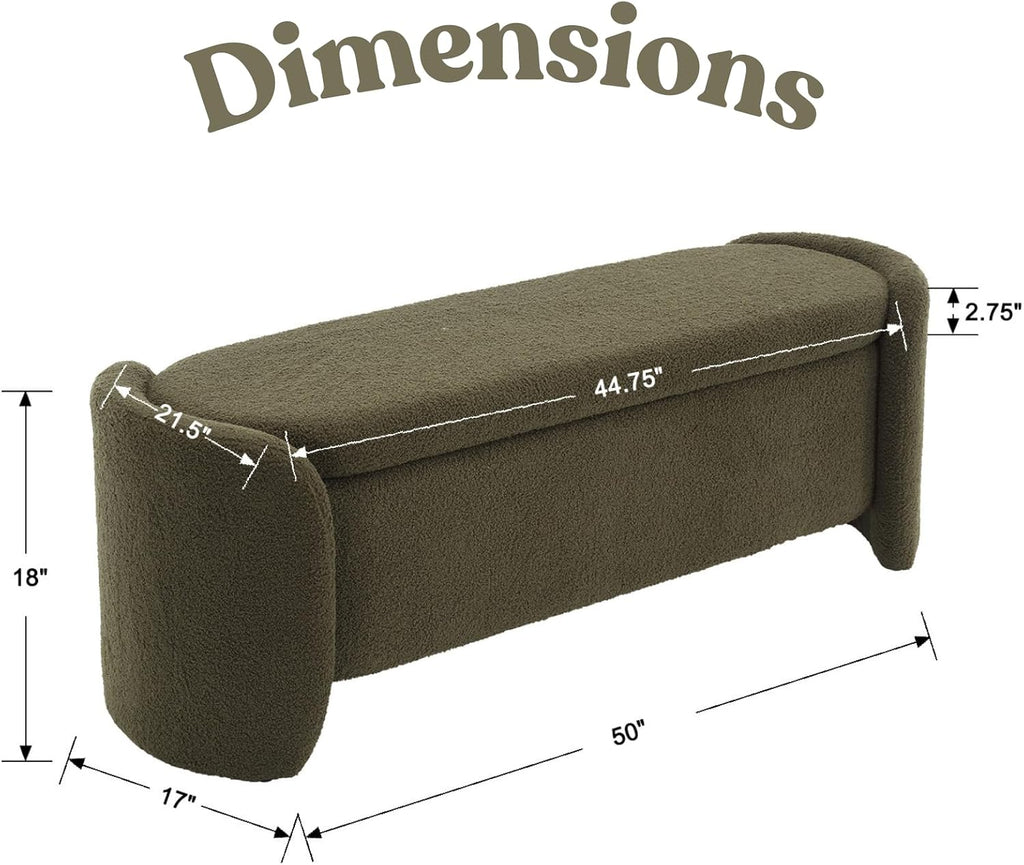 LukeAlon 50 inch Storage Ottoman Bench, Christmas Tree Green