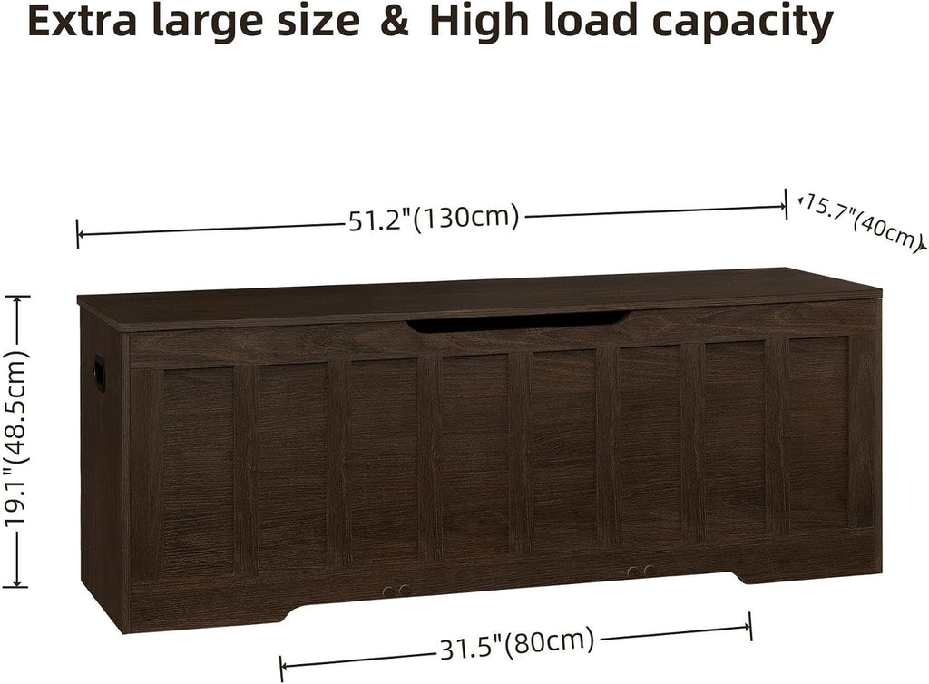 VANKILEY 51.2" Storage Chest Extra Large,Wooden Storage Bench(Espresso)
