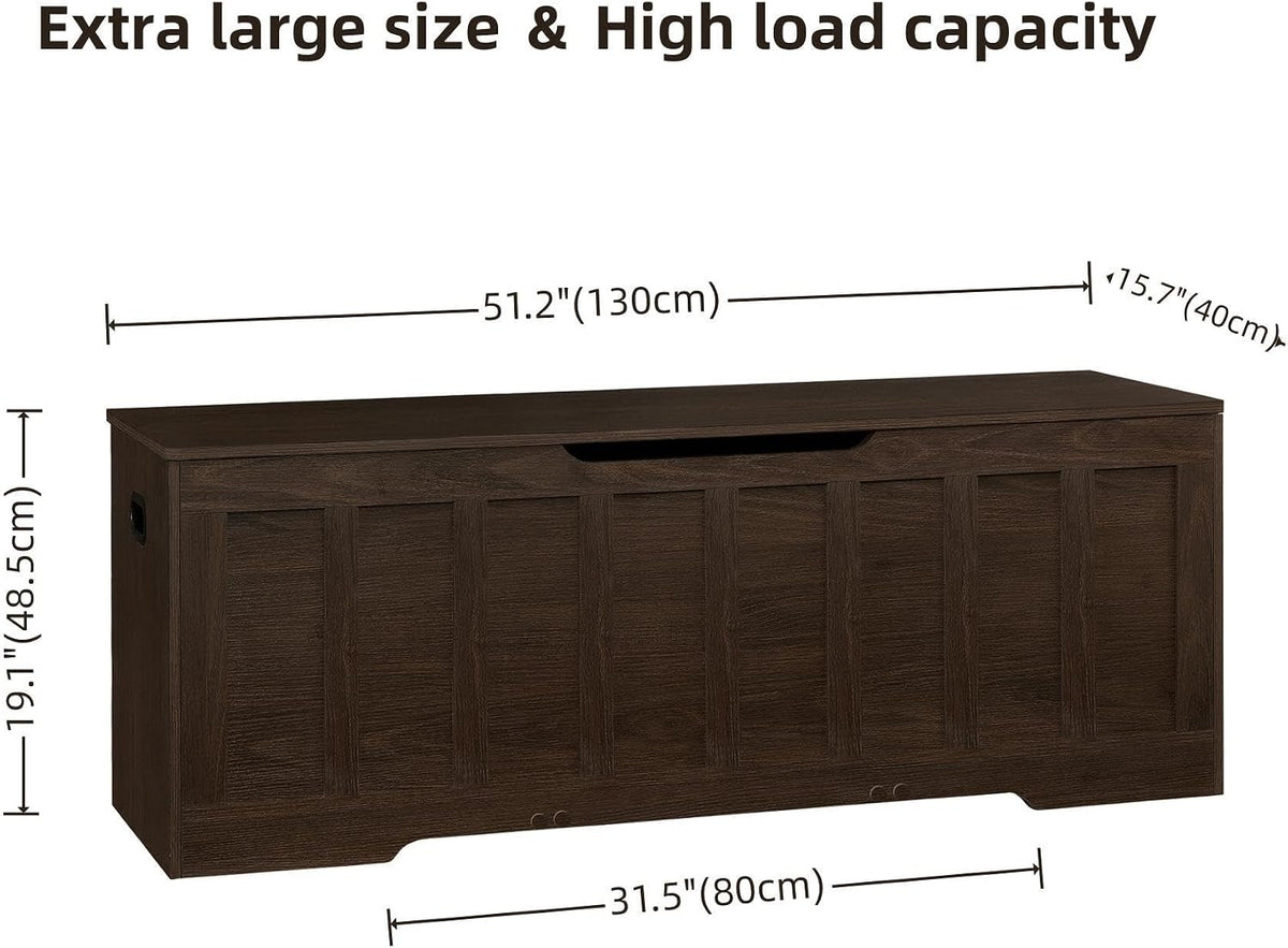 VANKILEY 51.2" Storage Chest Extra Large,Wooden Storage Bench(Espresso)