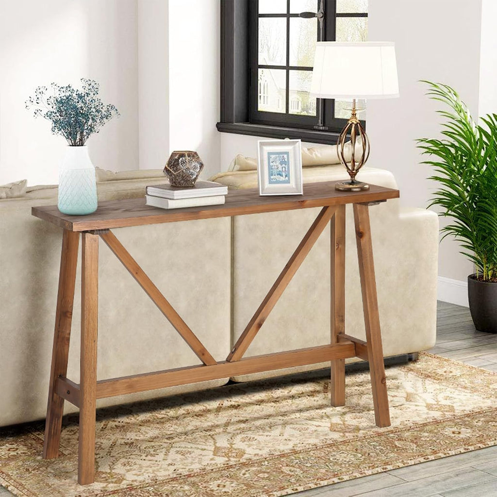 Wnutrees 43" Farmhouse Solid Wood Console Table, Rustic Hallway Table
