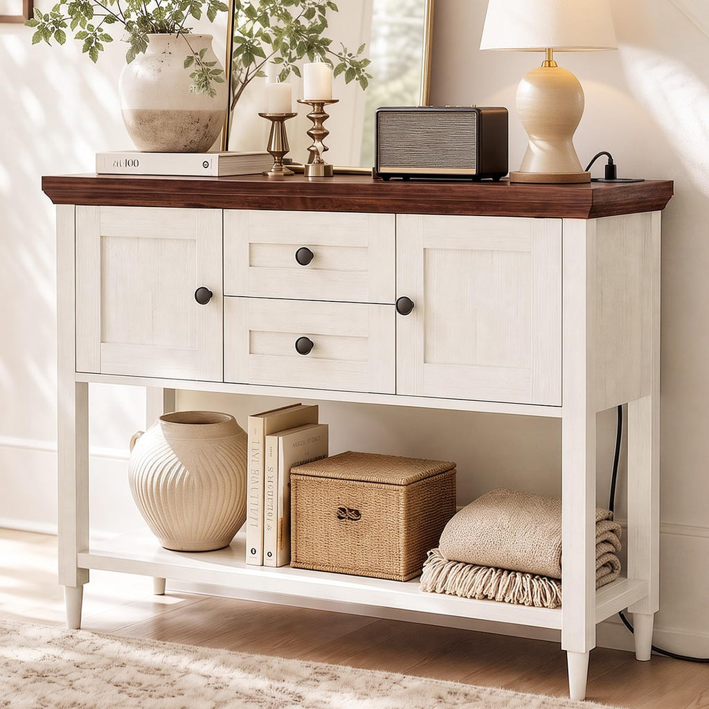 Unikito 41.7" Console Table with Outlets, Farmhouse Entryway Table