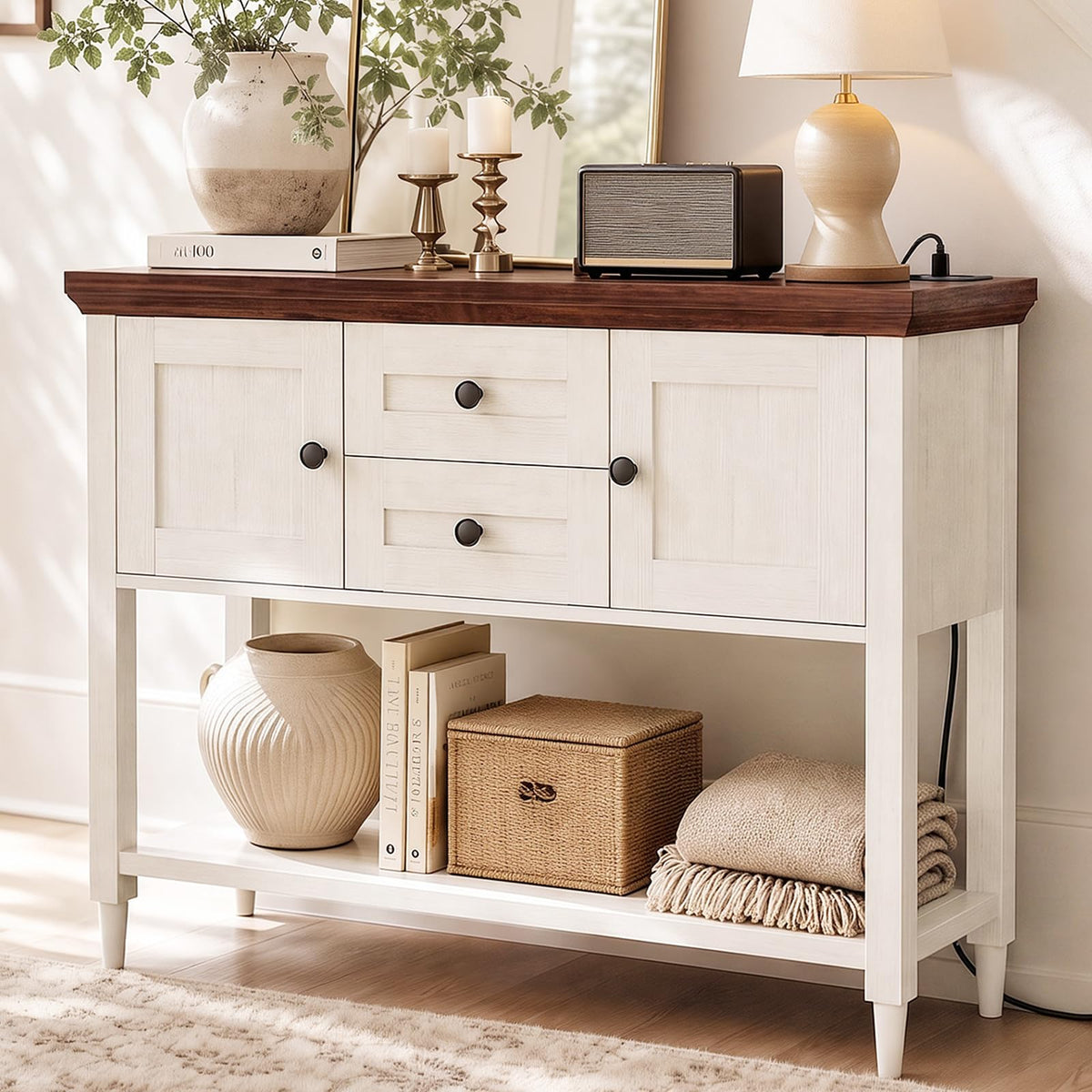 Unikito 41.7" Console Table with Outlets, Farmhouse Entryway Table