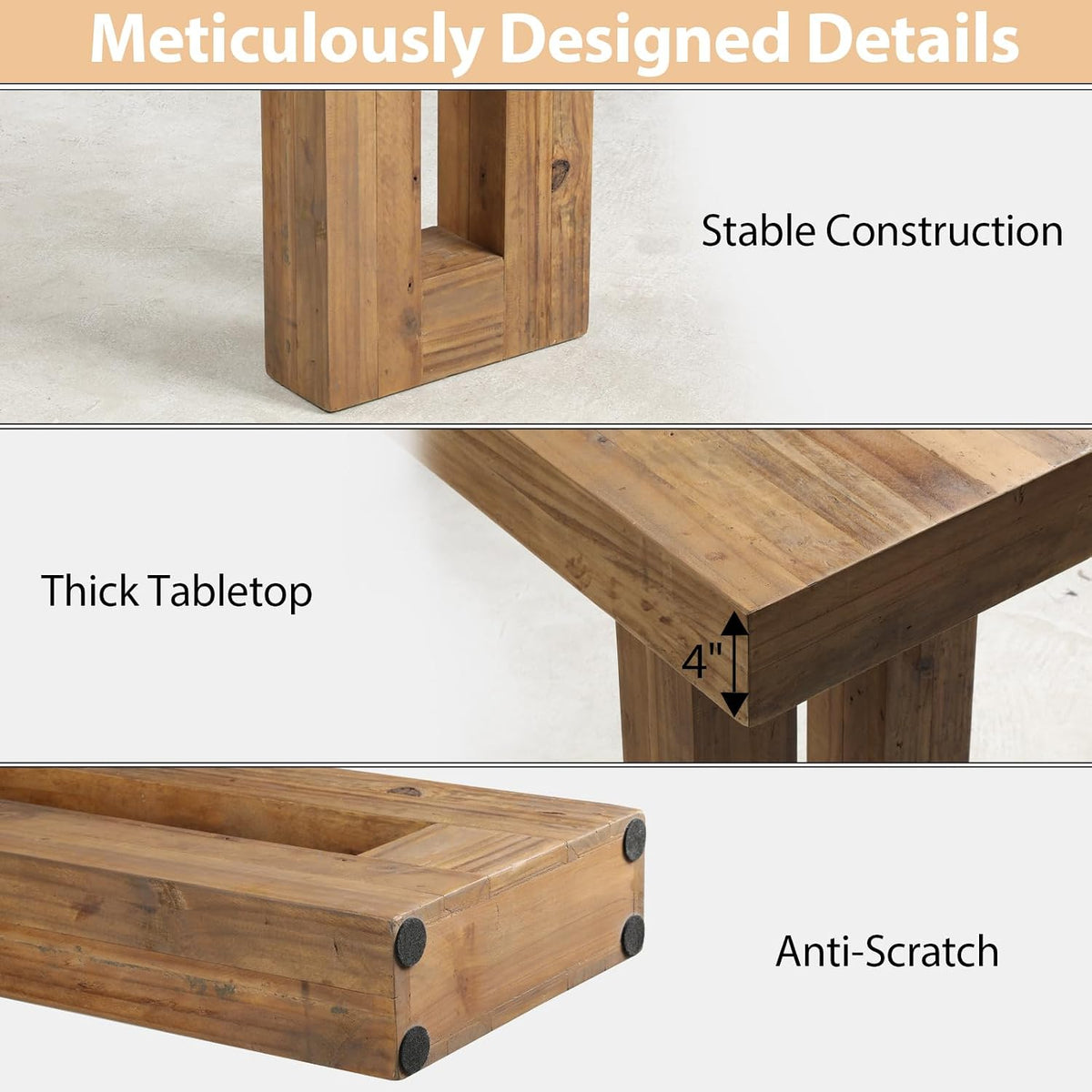 HOKYHOKY Reclaimed Solid Wood Console Table, 59" Long Entryway Table