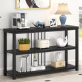 FOLUBAN Modern Sofa Table for Entryway, 3 Tier Narrow Console Table for Living Room Hallway Behind Couch, Rustic Oak