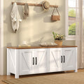 47.3" Shoe Storage Bench, Farmhouse Entryway Bench with 4 Doors & Adjustable Shelves, 2-Tier Shoe Bench for Entryway, Hallyway, Bedroom and Living Room