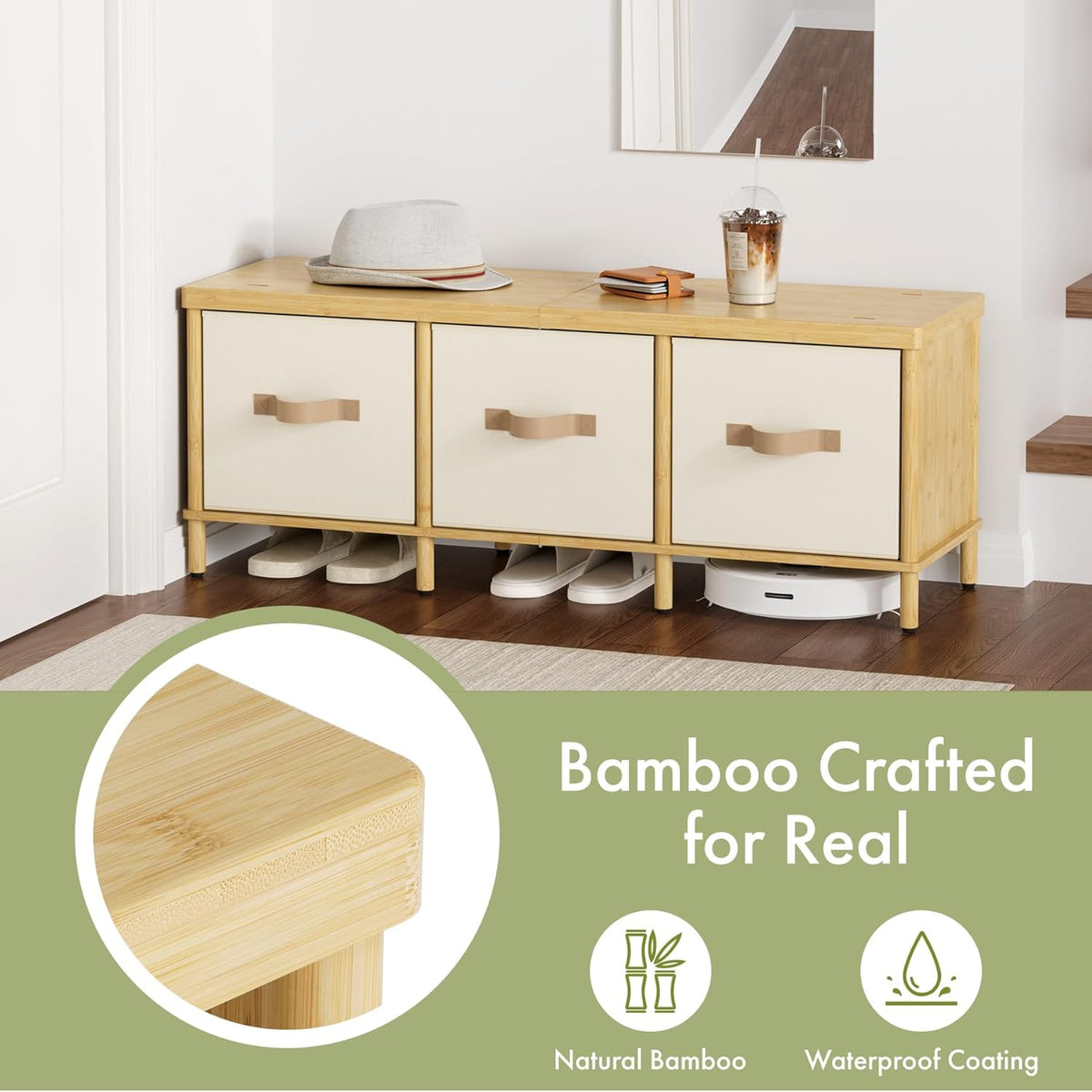 Shoe Bench, 43.3" Storage Bench, Entryway Bench with Cushion Seat