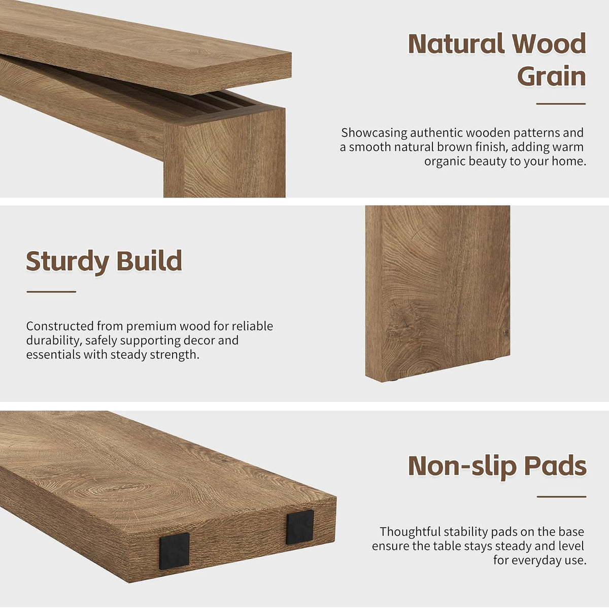 Epecoya Console Tables for Entryway 63-Inch, Natural Brown