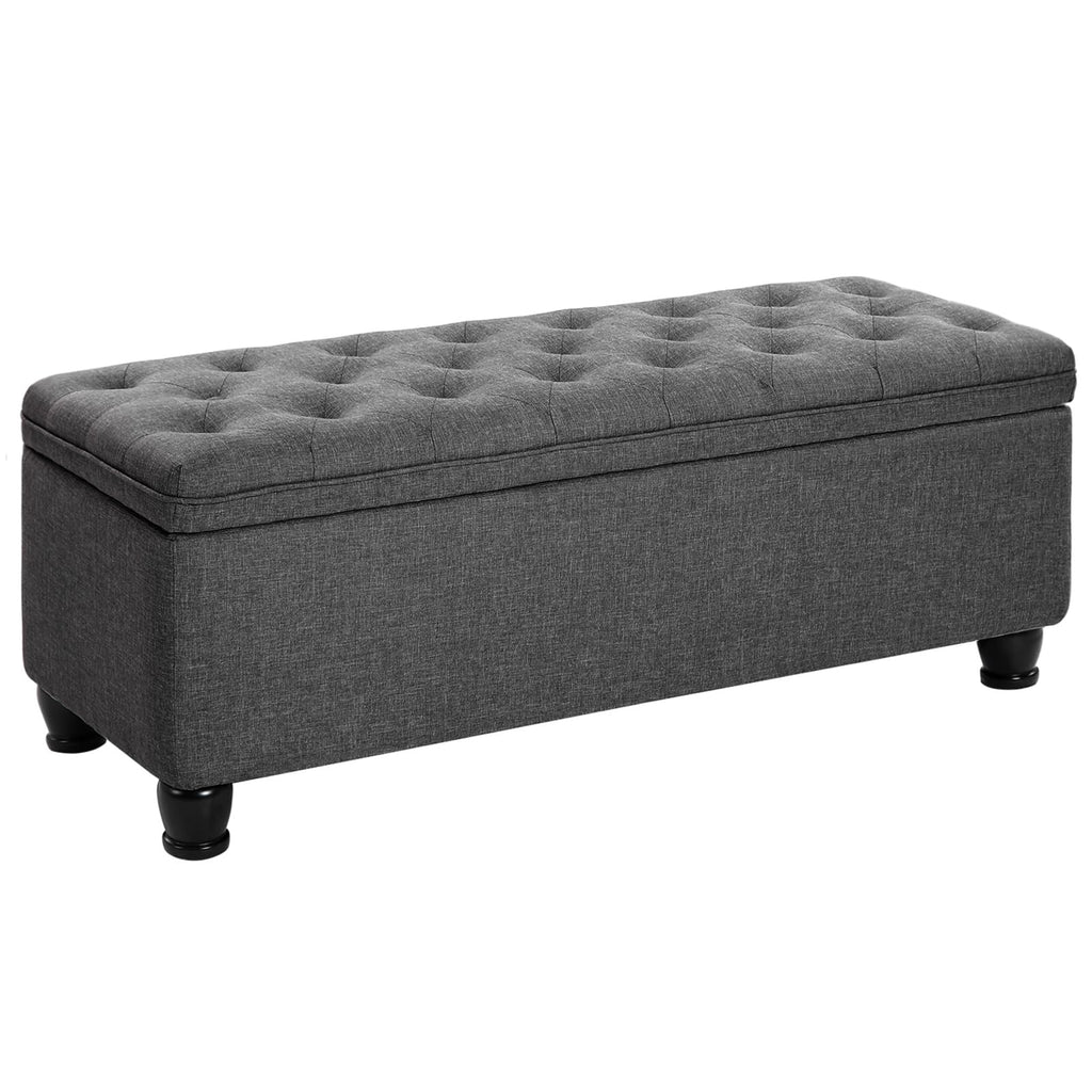 SONGMICS Storage Ottoman, 48 Inches Long Bed End Stool, Solid Wood Legs