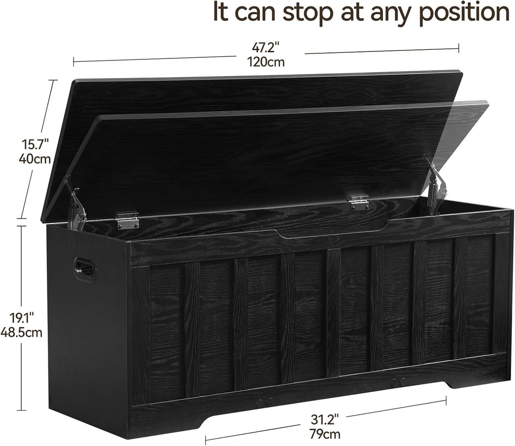 VANKILEY 47.2" Storage Chest Extra Large, Storage Bench(Black)