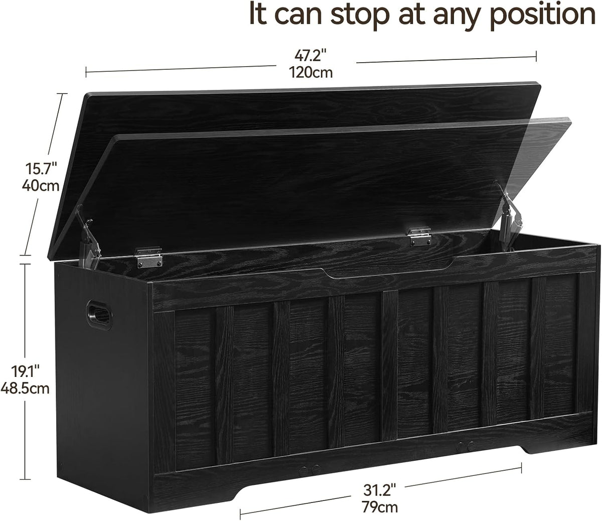 VANKILEY 47.2" Storage Chest Extra Large, Storage Bench(Black)