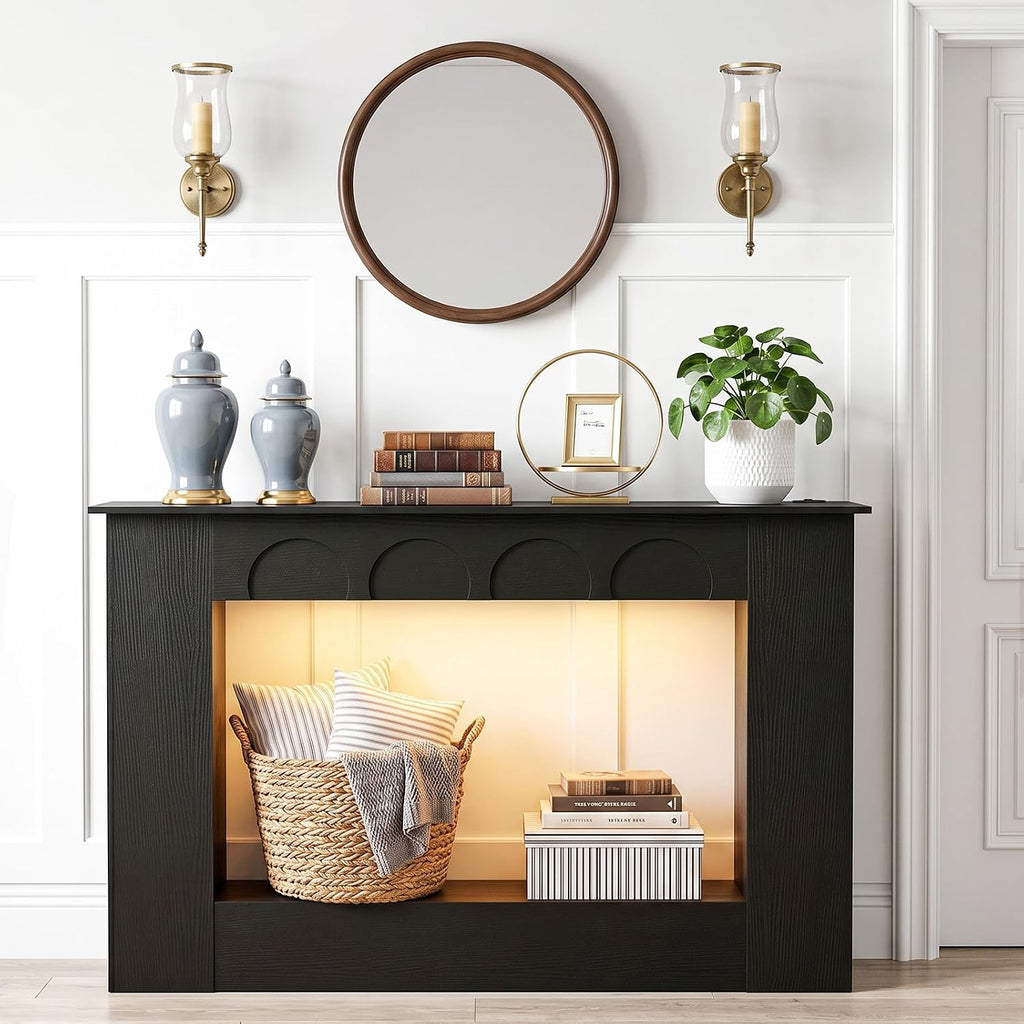 Unikito 43.3" Farmhouse Entryway Table, Console Table with Open Storage