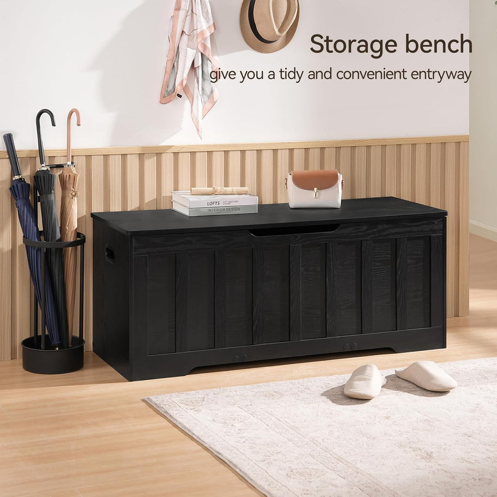 VANKILEY 47.2" Storage Chest Extra Large, Storage Bench(Black)