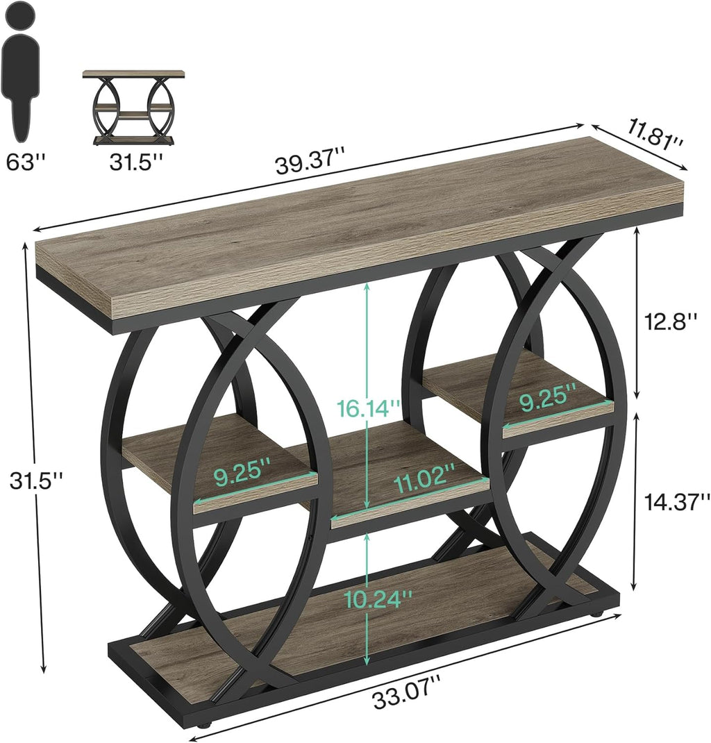 Tribesigns 39.4" Console Table, 4-Tier Sofa Table, Accent Tables, Grey