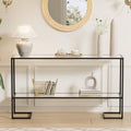 Cozy Castle 52" Entryway Table, 2-Tier Narrow Console Table with Tempered Glass & Sturdy Metal Frame, Modern Sofa Table with Storage Shelves for Entryway, Hallway, Foyer, Living Room, Gold