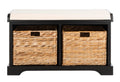 SAFAVIEH Freddy Wood Storage Bench, 33" Farmhouse Vintage White AMH5736D