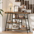 43.3" Console Table, Industrial 4-Tier Sofa Table Entryway Table with Arched Metal Frame, Storage Shelves, Narrow Wood Accent Tables with Small Spaces,Living Room,Hallway,Foyer, Rustic Brown
