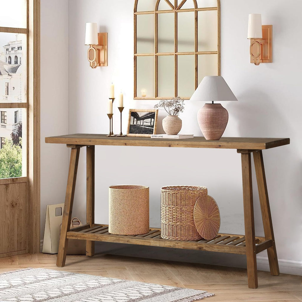 HOKYHOKY Reclaimed Solid Wood Console Table, 59" Farmhouse Entryway Tables