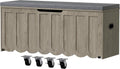 DHZ 47.2 Inch Wooden Storage Bench, Storage Chest with Cushion Seat, 4 Swivel Wheels and 2 Safety Hinges, Entryway Storage Bench for Living Room, Bedroom