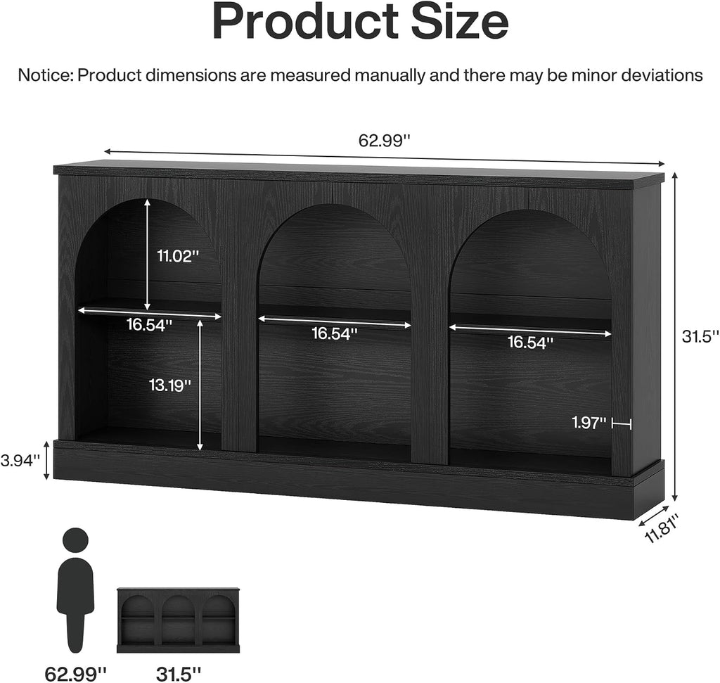 Tribesigns Black Console Table with Storage, 63" Long Arched Entryway Table