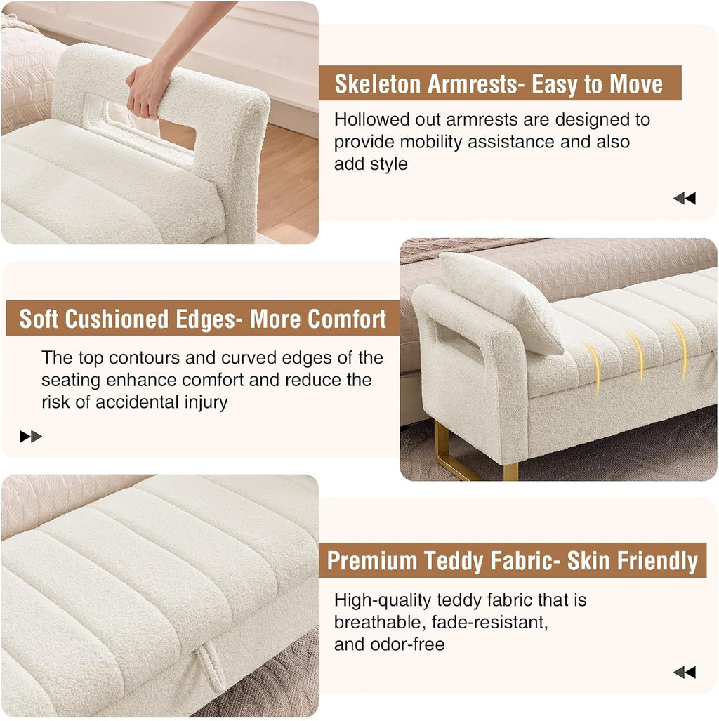 66" King Size Storage Bench for Bedroom End of Bed Benches with Storage
