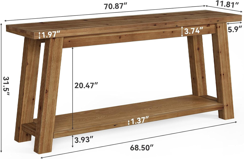 LITTLE TREE 70.9" Solid Wood Console Table for Entryway