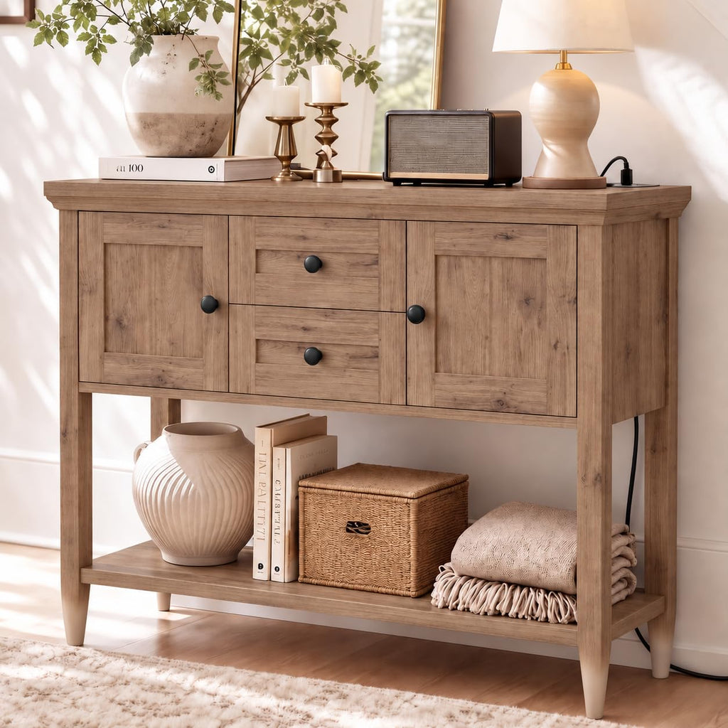Unikito 41.7" Console Table with Outlets, Farmhouse Entryway Table