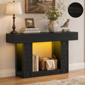 Unikito 47" Console Sofa Table with Power Outlet & LED Light, Grey & Brown
