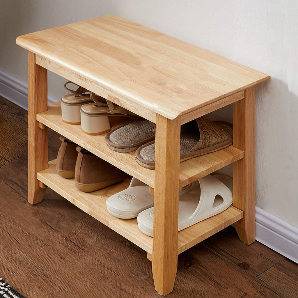 XKZG Shoe Rack Bench Wooden Storage Bench Entryway Bench, Natural, 47.2"