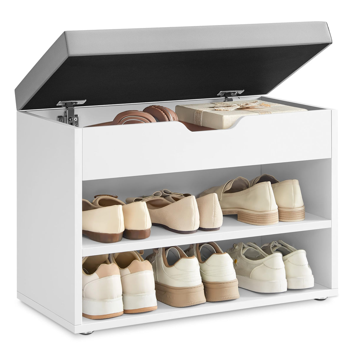 VASAGLE Storage Bench with Cushion, Shoe Bench,11.8 x 31.5 x 17.3 Inches