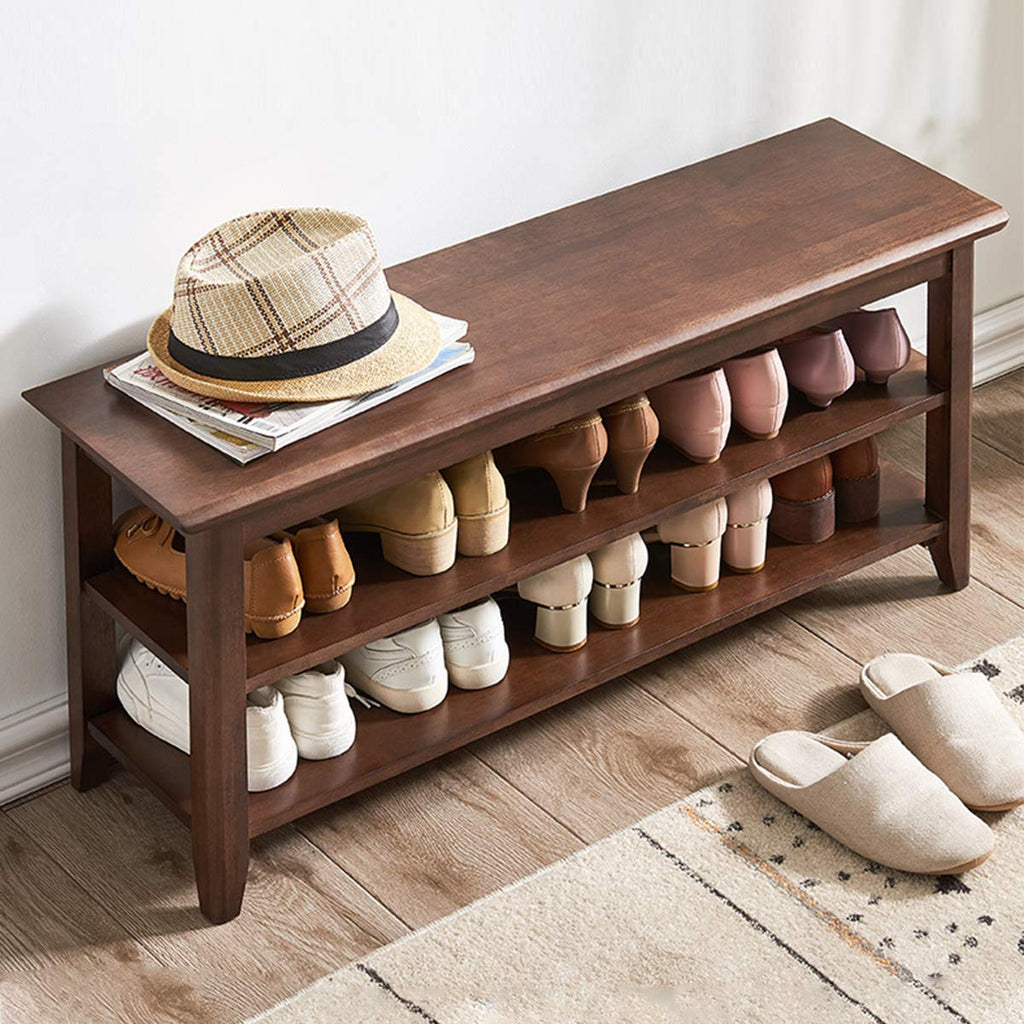 XKZG Shoe Rack Bench Wooden Storage Bench Entryway Bench, Natural, 47.2"