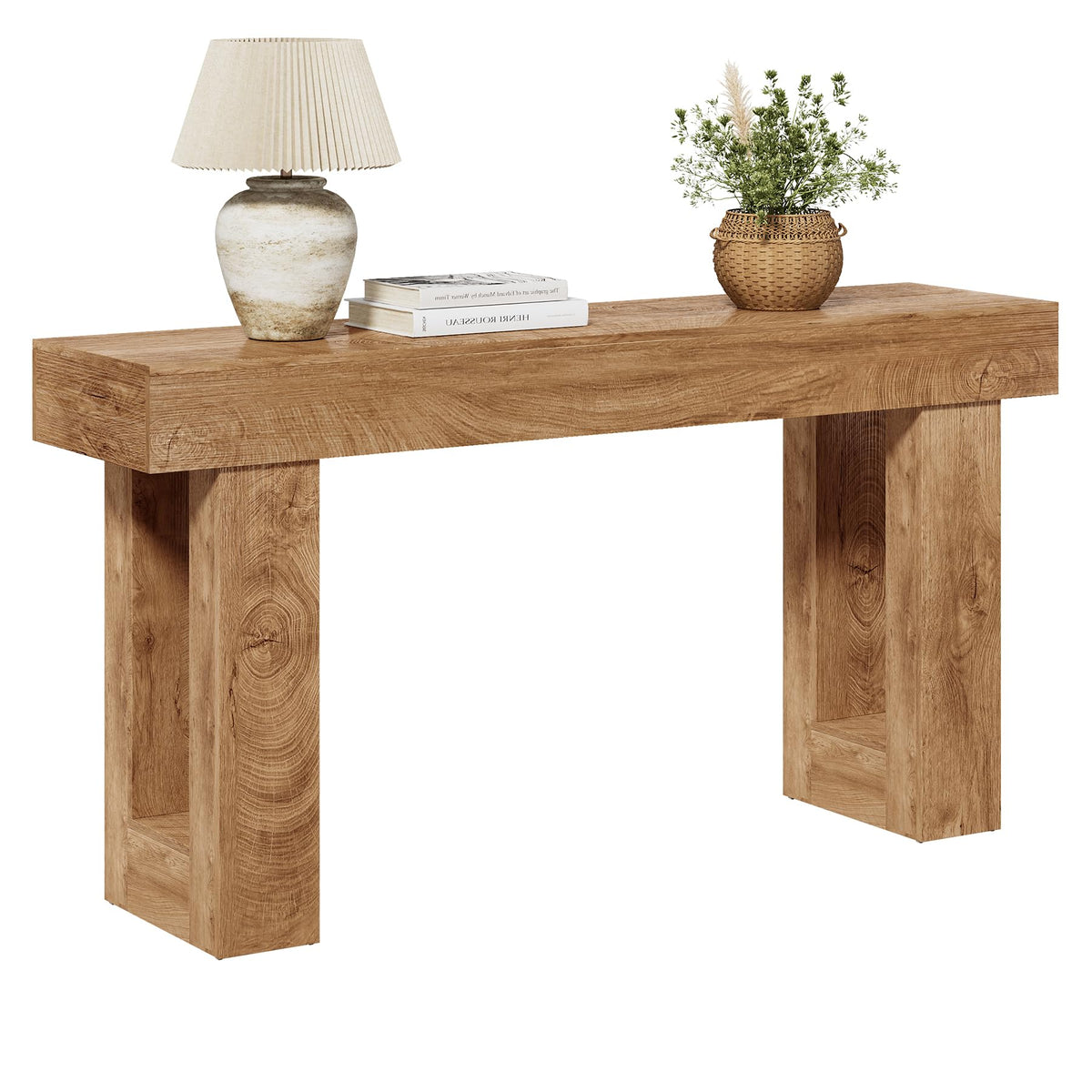 LITTLE TREE 63 Inches Long Console Table for Entryway, Sofa Table Behind Couch, Wooden Entry Table Foyer Hallway Tables, Farmhouse Console Sofa Tables for Living Room, Oak Color