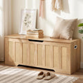 CHOEZON 47.2" Storage Bench, Rattan-Style Storage Chest, Storage Cabinet with Handles, Toy Storage Box, for Living Room and Bedroom, Natural MCW24NL
