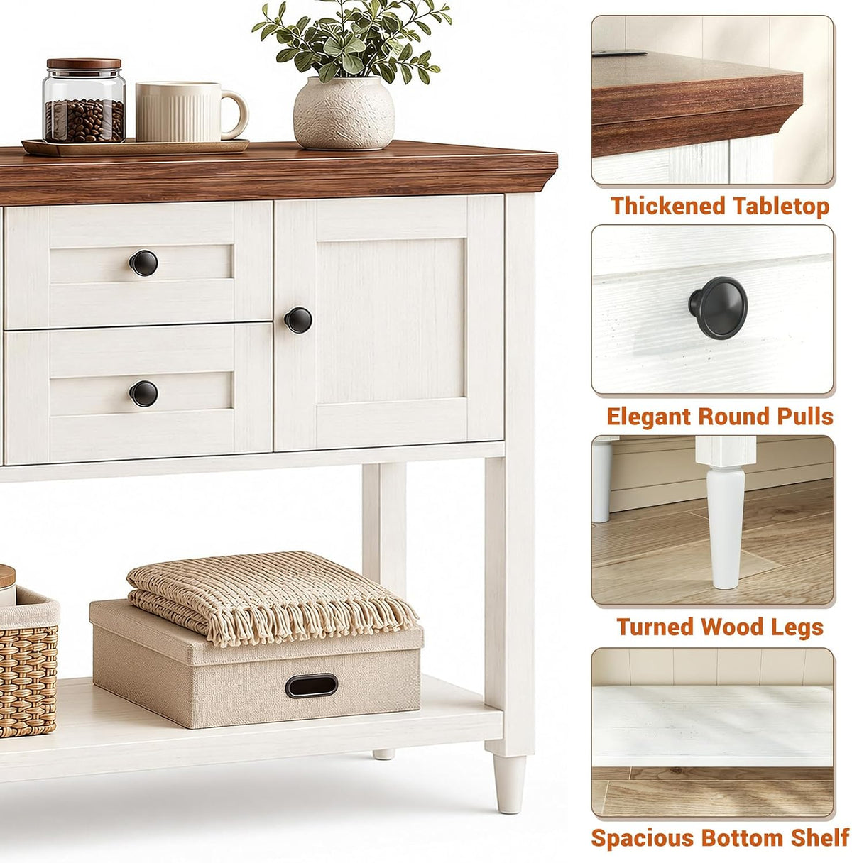 Unikito 41.7" Console Table with Outlets, Farmhouse Entryway Table